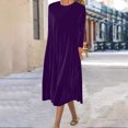 thumbnail image 3 of Bocqde Robe en Velours Doré pour Femmes Grande Taille Mode Décontractée à Manches Longues à Col Rond Robe Automne Hiver Douce et Confortable Robe Midi pour Femmes, 3 of 6