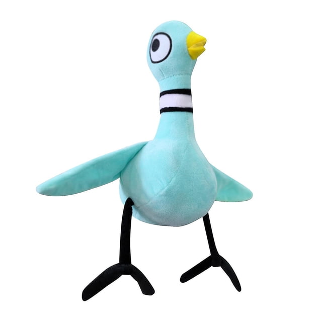 25cm Pigeon Stuffed Toy inspired by 'Don't Let The Pigeon Drive The Bus,' featuring a soft blue plush body, yellow beak, and black legs. Made with high-quality PP cotton, it measures 25 x 10 x 5 cm and weighs 120 g. Suitable for all ages, this pigeon plush is perfect for hugs or as a decorative piece.
