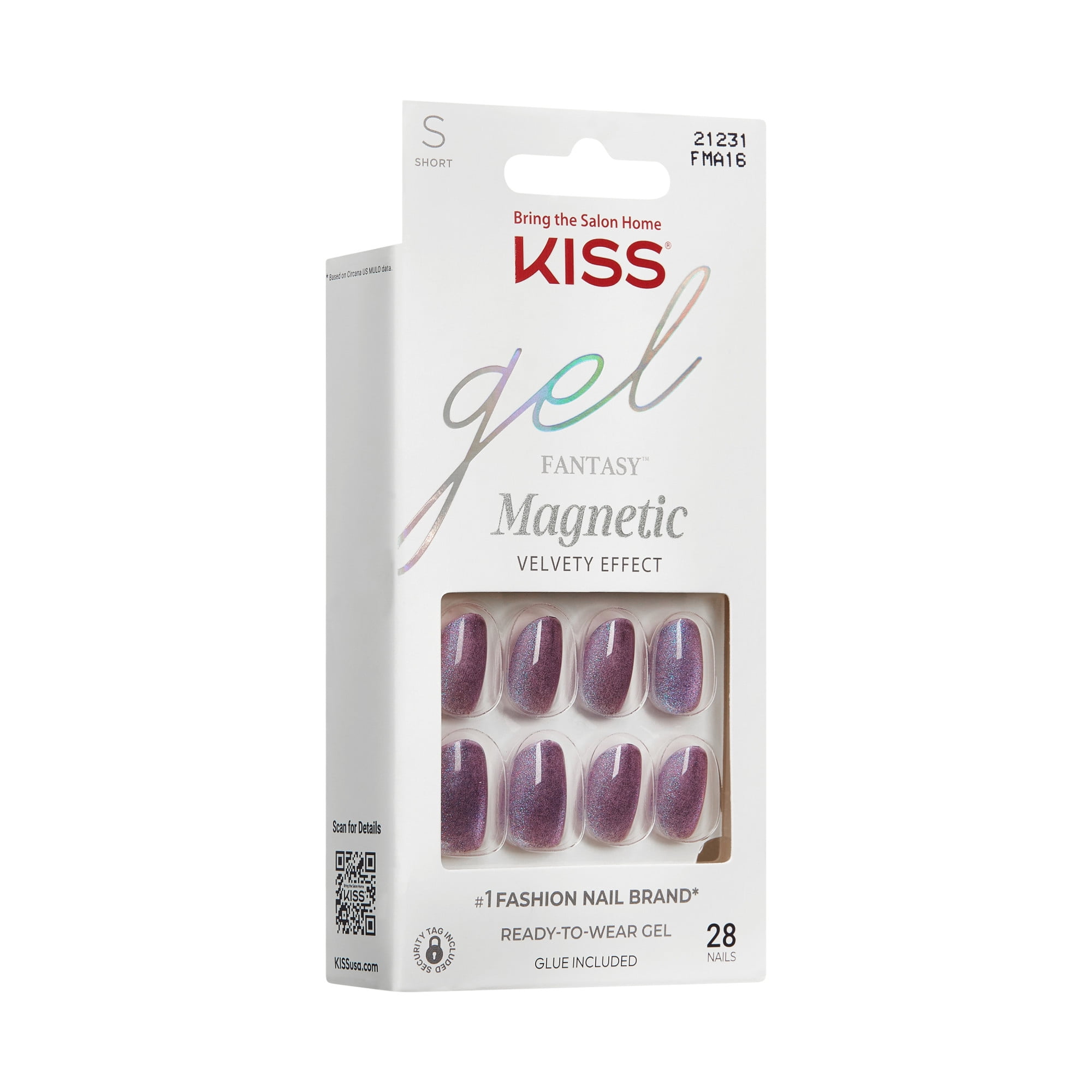 KISS Gel Fantasy Magnetic - Velvet Spark, Purple, Oval, Short