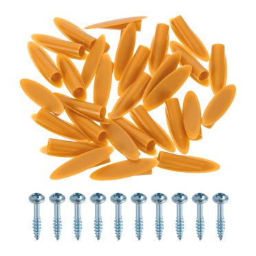Uxcell 100 Pack Plastic Pocket Hole Plugs, 9mm Slant Hole Caps with Pocket Screws for Pocket Hole Jig Wood Working Tool Accessories, Light Brown