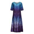thumbnail image 4 of Robes d'Été Grande Taille pour Femmes 2024 Décontractées Manches Mi-Longues Col Rond Imprimé Maxi Ample Pull Longue Robe Économisez jusqu'à 65 %!, 4 of 8