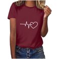thumbnail image 1 of Diufon Hauts de la Saint-Valentin pour Femmes, Tunique Décontractée à Manches Courtes, Chandail à Col Rond, Blouse Tendance Mignonne à Imprimé Graphique, 1 of 6