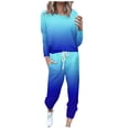 thumbnail image 1 of Mrat Women Track Suits 2 Piece Set 2 Piece Jogging Sets Gradient Color Polyester Long Sleeve Sweatsuits Sets Two Piece Track Suits Drawstring High Waist Pants Set Comfy Outfits T-Blue XL, 1 of 5