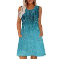thumbnail image 2 of Ovzne Robes d'Été pour Femmes Robe Femme Imprimé Sans Manches Col Rond Aguichant Élégante Boîte de Nuit Fête Tunique Mini Robes Décontractées Vacances Robe Vacances Robe Imprimée Liquidation, 2 of 7