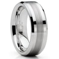 thumbnail image 1 of Mens Tungsten Ring Brushed Wedding Band Silvertone Comfort-fit 8MM, 1 of 3