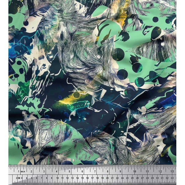 Soimoi Silk Fabric Animals & Texture Print Fabric by The Yard 42 Inch Wide