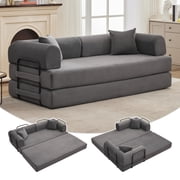 Convertible Sleeper Folding Sofa Bed with Pillow, Boneless Corduroy Fabric Folding Sofa, Fixed-Shape Floor Mattress Loveseat, No Assembly, Ideal for Living Rooms & Apartments