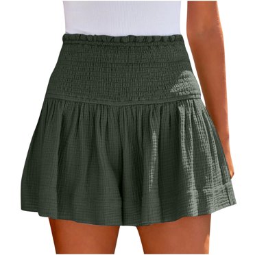 RKSTN Gym Shorts Women Solid Color Casual Summer High Waist Shorts Comfortable Elastic Fitness Athletic Workout Running Shorts