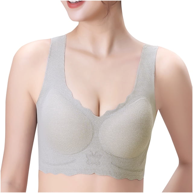 AherBiu Plus Size Bras for Women Padded Push up High Support Comfort Soft Bralette Full Coverage Solid Color