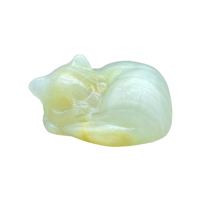 Natural Quartz Crystal Sleeping Cat Decoration Crystal Cat Sleeping Statue 2 Inch Opal Cat Crystal Statue Statue For Home Meditation