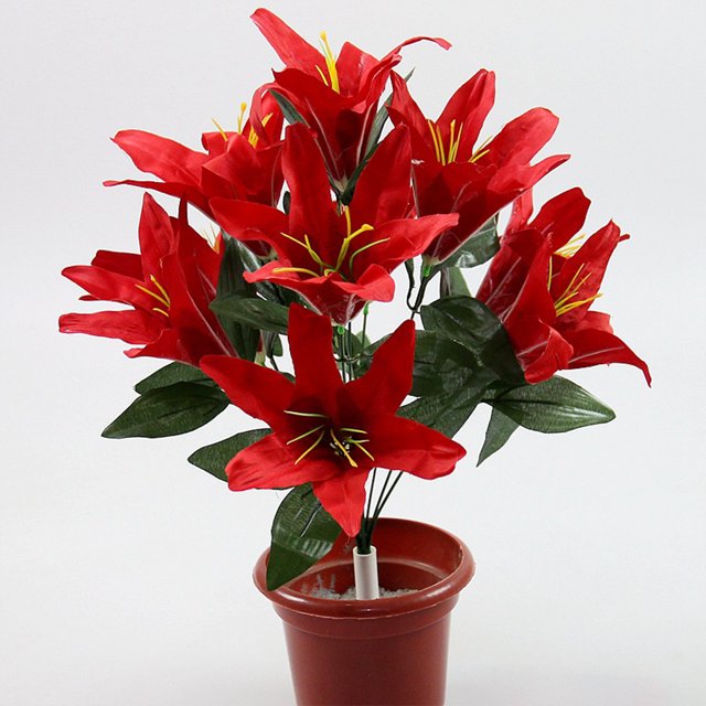 mmirethe Low Maintenance Artificial Lilium Flower Realistic Appearance And Long-lasting yellow 1Set