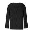 thumbnail image 3 of Timegard Eyelet Tops for Women Notched V Neck Button Blouse Dressy Casual Long Sleeve Loose Tops Fall, 3 of 4