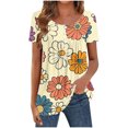 thumbnail image 4 of Pisexur Hauts d'Été pour Femmes, Hauts pour Femmes, Hauts de Sortie pour Femmes, Hauts pour Dames, T-Shirt d'Été pour Femmes à Col Rond, Manches Courtes, Décontracté, Mode, Imprimé, à Boutons, Bleu Pâle, 2TG, 4 of 4