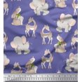 thumbnail image 1 of Soimoi Rayon Fabric Deer,Elephant & Rabbit Kids Decor Fabric Printed Yard 56 Inch Wide, 1 of 2