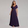 thumbnail image 1 of Evening Dresses Elegant V-Neck Ruffles Chiffon Formal Evening Gown Robe Vestidos De Fiesta Dress for Wedding Party, 1 of 8