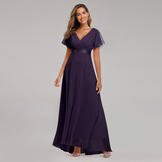 Evening Dresses Elegant V-Neck Ruffles Chiffon Formal Evening Gown Robe Vestidos De Fiesta Dress for Wedding Party