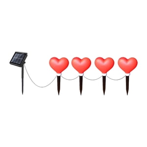 Leojiow 4 Pack Solar Red Heart Stake Lights For Valentines Day Valentine'S Day Solar Lights Outdoor Heart Shaped Light Light For Walkway Patio Garden Party Porch 20Cm Garden Lamps