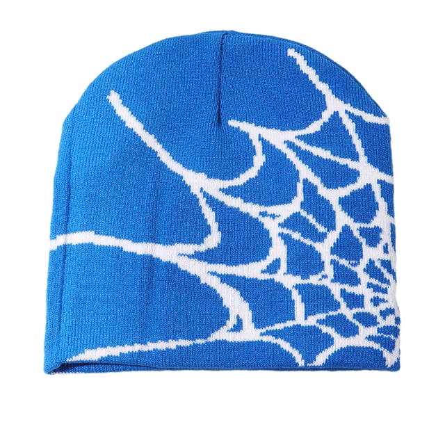Decodeary Style Hiver avec Chapeau Toile d'Araignée Élégant Style Polyvalent Bonnet Toile d'Araignée Bleu