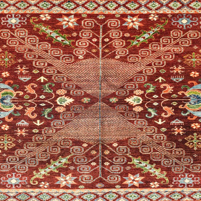 Ahgly Company Tapis d'Intérieur Carrés Abstraits Rouges Abstraits pour Aire, 6 Pieds Carré