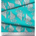 thumbnail image 3 of Soimoi Poly Georgette Fabric Leaves & Floral Block Print Fabric by Yard 52 Inch Wide, 3 of 3