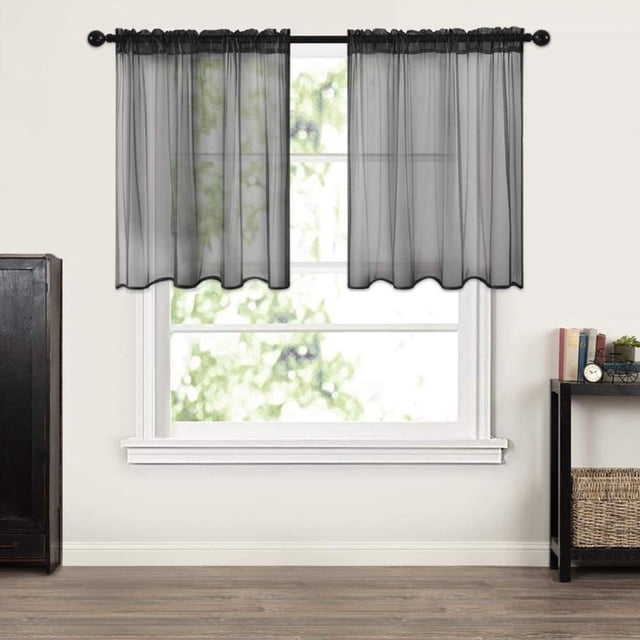 ZZkhGO Semi Sheer Short Curtains, Light Filtering Window Drapes, Thin Privacy Curtains for Kitchen Bathroom Bedroom