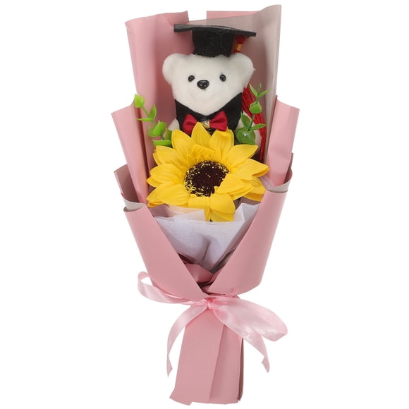 MasteelfCA Graduation Flower Bear Bouquet Sunflower Bouquet Graduation Flower Decoration