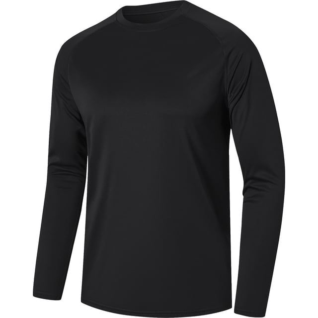 HAiming Men's Tee Shirts Long Sleeve Lightweight Breathable Solid Color Crew Neck Casual Sports Tops