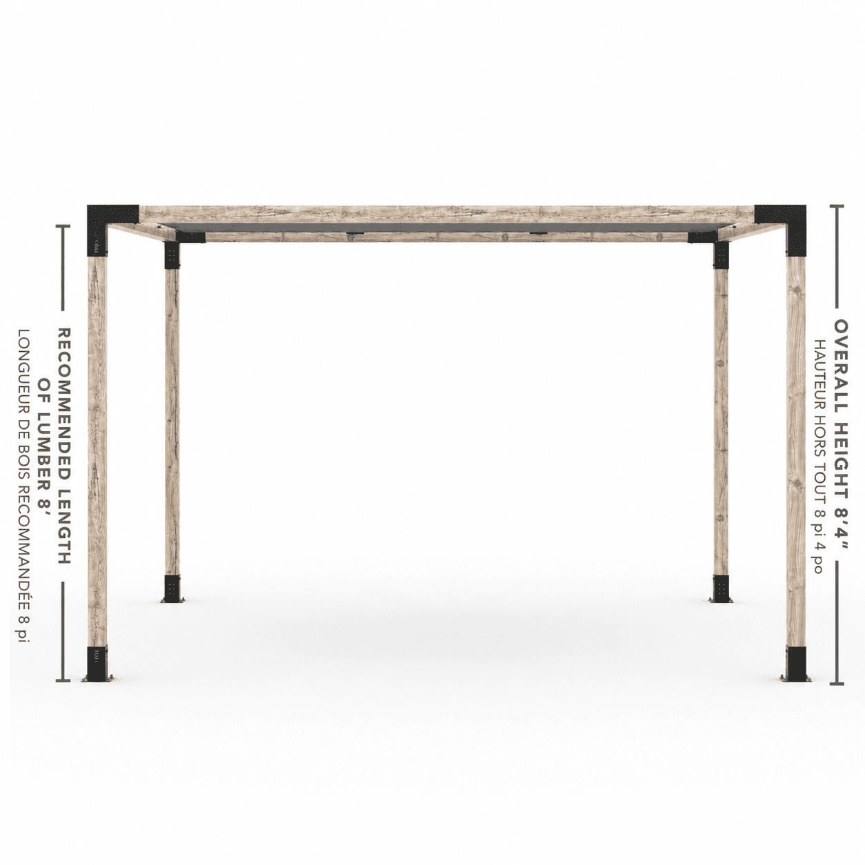 Toja 8' X 12' Pergola Kit With Shade Sail For 4X4 Wood Posts