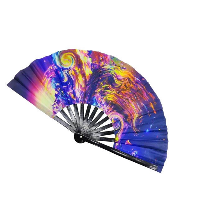 Rave Folding Hand Fan Fluorescent Effects Folding Fan for Dancing Props Gift Style A