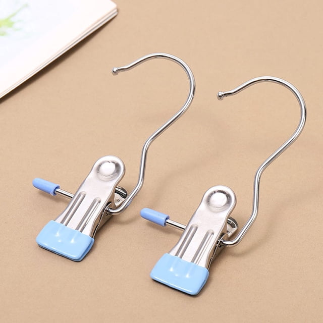 TopLLC Wall Hooks, Hooks for Hanging 2PCS Essential For Home Life 6 Color Optional Stainless Steel Clothes Hanger Hook Design Traceless Storage Easy To Dry Shorts Socks Fabrics A clothespin