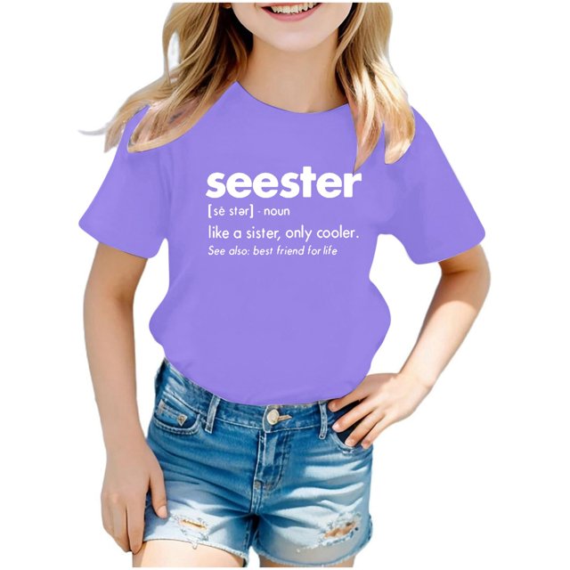 TZEWGL Summer Short Sleeve Letter Printed Tunic Tees For Child Clothes For Baby size 11-12T