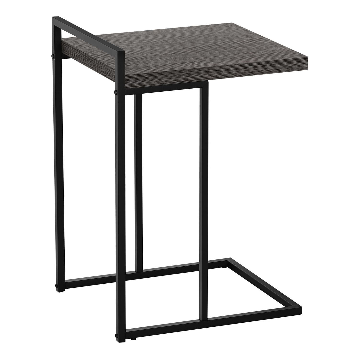 Monarch Specialties Table D'appoint, En Forme De C, Bout, Côté, Collation, Salon, Chambre À Coucher, Métal, Stratifié, Gris, Noir, Contemporain, Moderne