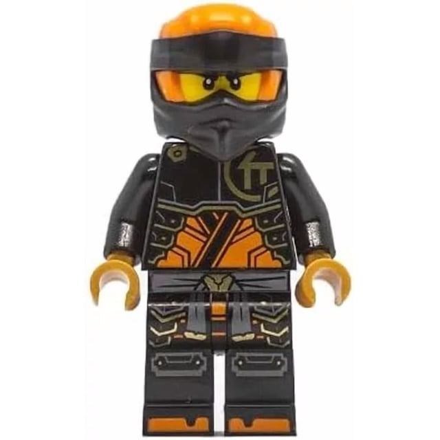 LEGO Ninjago Dragons Rising Season 2: Cole Minifigure with Hammer. This collectible LEGO minifigure is less than 2 inches tall, showcasing black and orange armour details, and includes a hammer accessory and a branded tile. Packaged in a clear polybag.