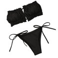 thumbnail image 3 of Gupgi Womens Solid Color Swimming Set, Bandage Bikini Top + Lace Up Briefs, 3 of 5