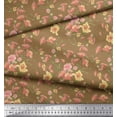 thumbnail image 3 of Soimoi Brown Poly Georgette Fabric Leaves & Azalea Floral Printed Fabric 1 Yard 42 Inch Wide, 3 of 3