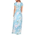 thumbnail image 2 of Robe Longue Maxi Décontractée à Fleurs pour Femmes, Manches Courtes, Coupe Ample, Unie, avec Poches, 2 of 2