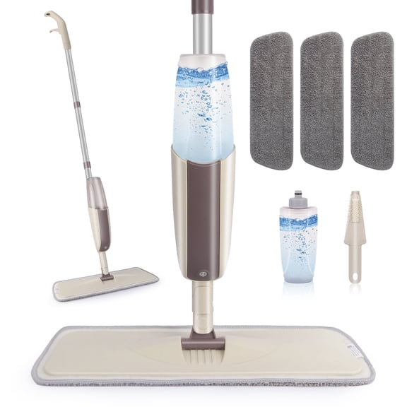 SUGARDAY Vadrouille à Vaporiser pour le Nettoyage des Planchers à l'Eau avec Bouteille Rechargeable et 3 Tampons en Microfibre Lavables Usage Domestique Ou Commercial