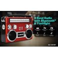 thumbnail image 2 of Supersonic SC-1097BT-RED 3 Band Radio with Bluetooth & Flashlight, Red, 2 of 8