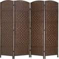 thumbnail image 1 of FDW Room Divider Folding Privacy Divider 6 Ft Indoor Wall Divider Portable Partition Wood Screen, Brown (4 Panel), 1 of 8