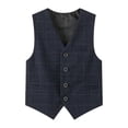 thumbnail image 4 of XASZHN Boy's 4 Button Formal Plaid Suit Vest Black_002 9-10 Years, 4 of 4