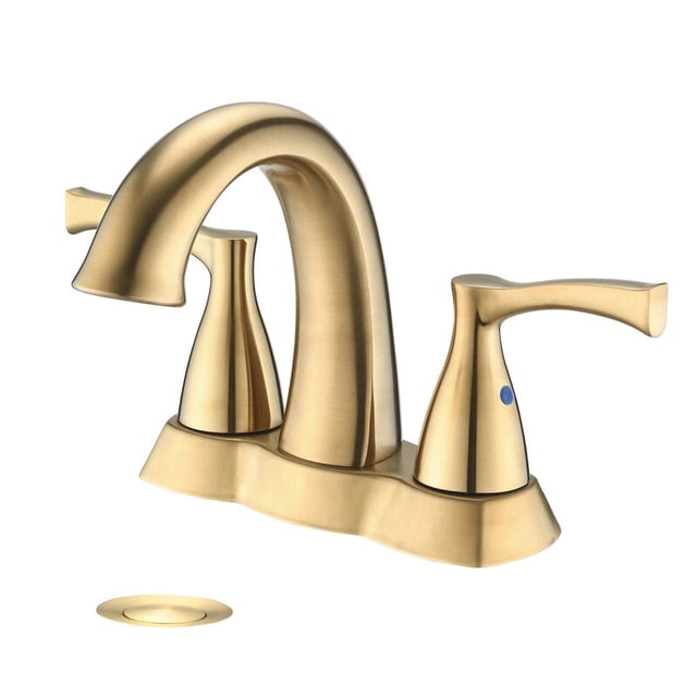 4 inch Centerset Bathroom Faucet with Drain Assembly Brushed Gold
