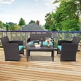 thumbnail image 4 of Patiojoy 8PCS Outdoor Patio Furniture Sets Weather-Resistant Rattan Sofas w/ Soft Cushion Turquoise, 4 of 8