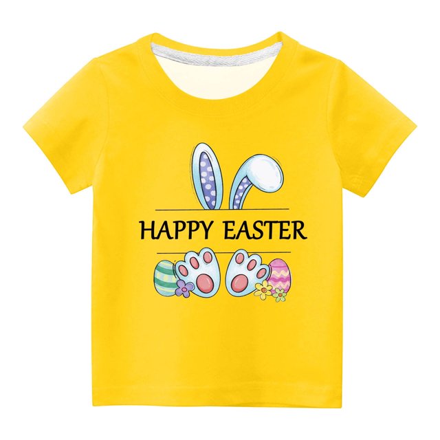 Chemises pour Filles Tout-Petits Enfants Garçons Filles Imprimé Œufs de Pâques Col Rond Manches Courtes