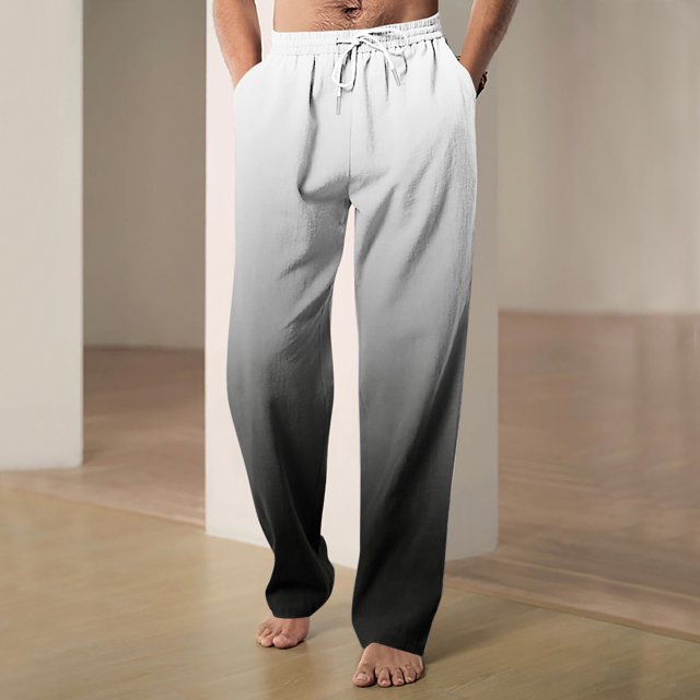 Mens Pants, Mens Fashion Drawstring Elastic Waist Gradient Color Casual Length Pants