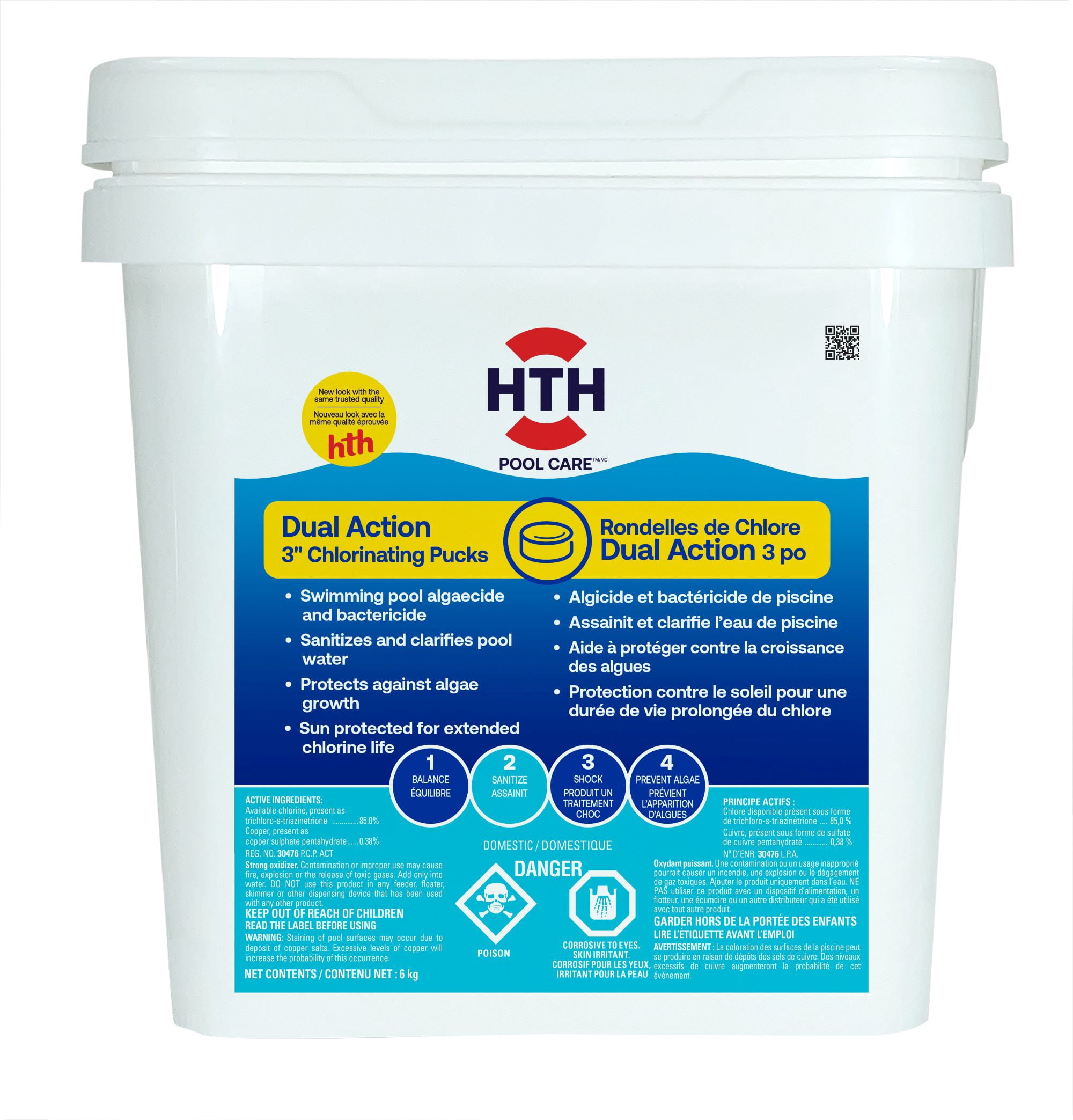 hth® rondelles de chlore dual action 3 po, 6kg