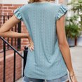 thumbnail image 4 of Pompotops T-Shirt à Col en V pour Femme, Ajouré, Manches Courtes, Haut Décontracté, Haut/chemise à Manches Courtes à Col en V, Liquidation, 4 of 4
