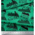 thumbnail image 2 of Soimoi Green Velvet Fabric Mountains & Text Print Fabric by the Yard 58 Inch Wide, 2 of 5