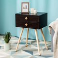 thumbnail image 3 of Costway Mid Century Modern 2 Drawers Nightstand Sofa Side Table End Table Espresso, 3 of 10