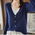 thumbnail image 4 of Cardigan Manteau Doux en Tricot pour Femmes, Mode Durable, Printemps et Automne, Décontracté, Ample, Uni, Manches Longues, Col en V, à Boutons - Hontri, 4 of 5
