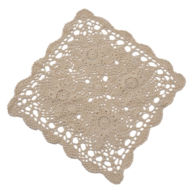 Square Table Cover Lace Cotton Table Place Mat Dining Pad Cloth Crochet Placemat Cup Mug Tablecloth Tea Coaster Handmade 40/60cm Beige